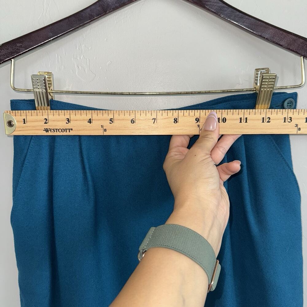 Vintage Pendleton Women's Midi Pencil Skirt 100% Virgin Wool USA Sz 8 Teal - Picture 7 of 9